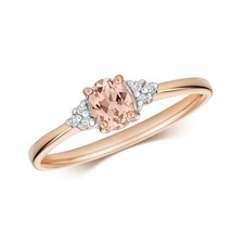 Bague Solitaire Femme Or Rose 9 k/carat et Diamant avec Morganite