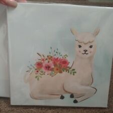 8" X 8" Hanging Wall Art Floral Llama Picture gold foil