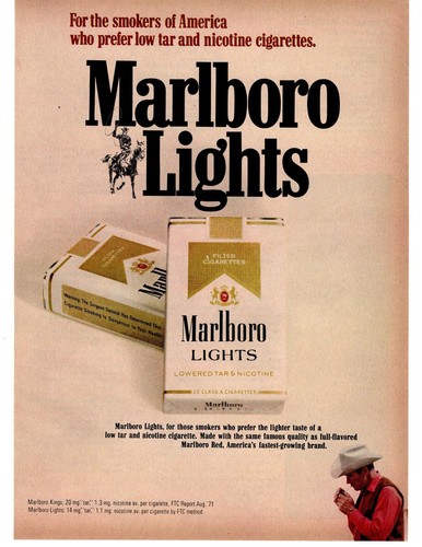 1972 marlboro light - marlboro, cigarettes