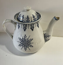 Rare theiere GIEN Terre de Fer porcelaine opaque Service ANNAM décors Bleus deco