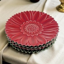 Lot 5 Assiettes à Dessert - Barbotine -  Charolles Molin – Marguerite - Bel Etat