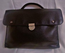 Superbe cuir maroquinerie Sac cartable Longchamp porte document cuir noir