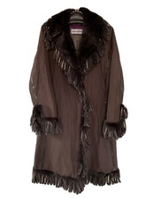 Manteau à franges en fourrure de lapin Rex YVES SALOMON Vintage - Taille 38