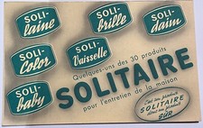 buvard Pub Publicitaire Ancien Solitaire