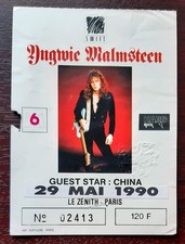 ticket billet used place concert YNGWIE MALMSTEEN 1990 PARIS + CHINA