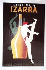 REPRODUCTION RECTO/VERSO AFFICHE PAUL COLIN LIQUEUR IZARRA ET  L'OPERA