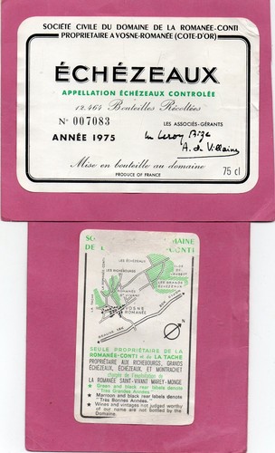 Etiquette echezeaux 1975 - etiquette,