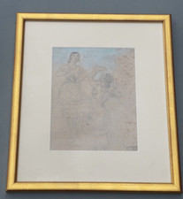 Paul-Émile Colin (1867-1949) - Dessin original - Danseuses basques - Recto verso