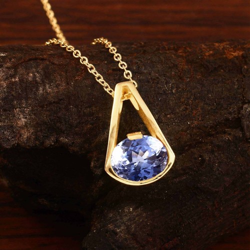 Pendentif saphir bleu ovale - pendentif,