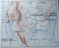Montmorillon Carte Scolaire Années 60 États-Unis/URSS. Dimensions 90 x 75 cm