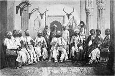 INDE: LE MAHARADJAH de REWA & sa COUR (Durbar) à GOVINDGARH (1873) - Gravure 19e