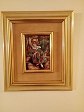 Cadre en émaux de Limoges représentant un arlequin en très bon état 