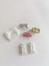 Barbie Vintage Accessoires Cheveux Barrettes Doré Argenté Rose Et Blanc Poupée 