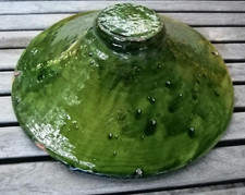 ancienne poterie vire omelette en terre cuite vernissée