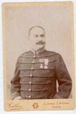 PHOTO CABINET Gilles à Paris 1895, un militaire Lotz gradé médailles dédicace