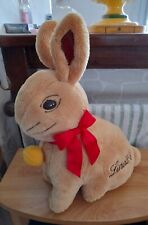 C2/ Doudou Peluche grand LAPIN beige jaune noeud rouge Poche Secrète LINDT