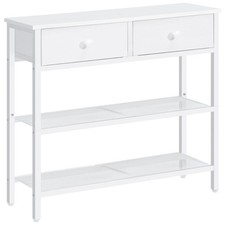 Table Console Longue, Console Meuble Industriel, Bout de Canapé avec 2 tiroir...