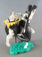 Timpo Moyen-Age Chevaliers Médievaux Cavalier Noir épée Cheval Blanc Cabré Capar