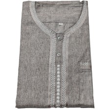 Hommes Marocain Gris Court Qamis Manches Juba Kandora Dishdasha