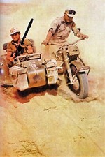 WW2 - Photo - Sidecar de l'Afrika Korps en Libye  en 1941