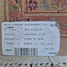 tapis d'orient fais main laine et soi 2m86x1m80