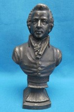 RARE ANCIENNE STATUE BUSTE AMADEUS MOZART MUSICIEN COMPOSITEUR CLASSIQUE BRONZE