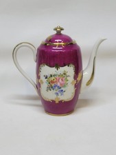 Ancienne Théière En Porcelaine Décor Floral Rose Et Doré Style Sèvres Meissen