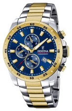 Festina Chronographe Homme | Cadran Bleu | Bracelet Bicolore F20562/2 Montre
