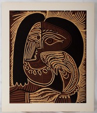 Pablo PICASSO : Femme au collier, Linogravure (1962)