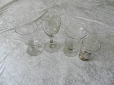 Lot  4 x ancien verre gravé /