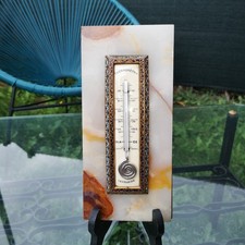 Thermomètre-Baromètre  en Onyx Émaux Cloisonnés & Bronze 19eme napoleon 3