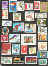 COLLECTION THEME JEUX OLYMPIQUES SPORTS LOT DE 30 TIMBRES