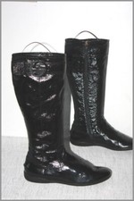 GUCCI Bottes Interlocking à Talons Plats Cuir Vernis Certificat T 37 TBE