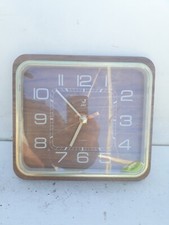Ancienne HORLOGE MURALE JAZ Vintage Pendule France Bois Deco Design Old Clock