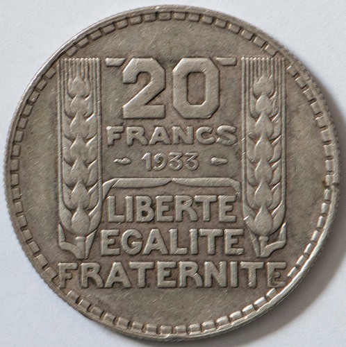 Francs 1933 argent sup - 20,