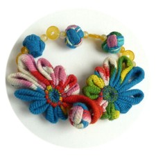 BRACELET tissu coton MULTICOLORE fille ethnique Bleu multicolore taille 14 15 cm