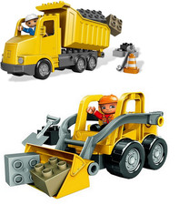 Lego Duplo Chantier 2 lots 5651 le gros camion benne+5650 la pelleteuse complets