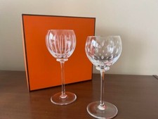 Paire de verres à vin HERMES fanfare cristal transparent verrerie verrerie lo...