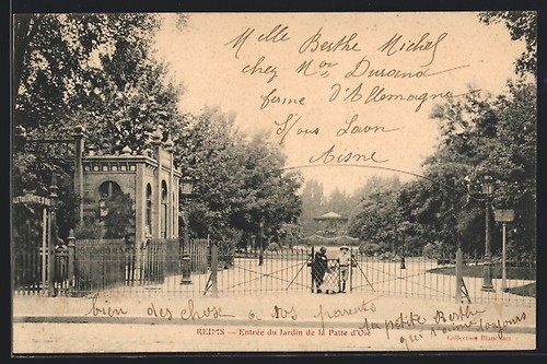 Cpa reims entrée jardin - reims,,