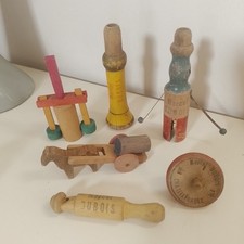 Jouets ancien en bois toupie charrette Marcel Dubois