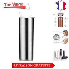 Gobelet Isotherme Inox 570ml à Double Paroi avec Paille et Couvercle Amovible