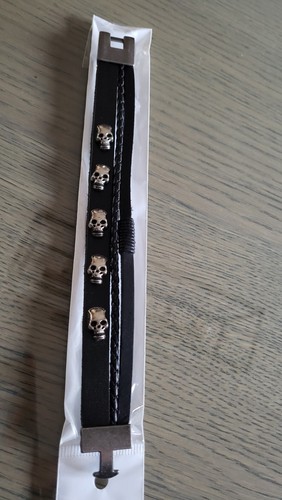 Bracelet homme cuir tête de - bracelet,