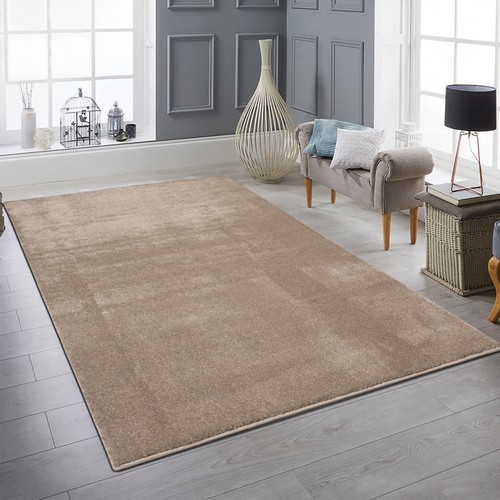 Tapis taupe uni moderne - , doux