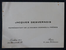 Carte de visite JACQUES DESVERNOIS maison DORMEUIL PARIS  visit card 13
