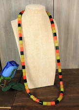 Antique French Bakelite Necklace Amber Bakelite Multicolor Green Egg Yolk Beads