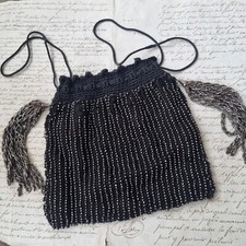 BOURSE SAC Perles De Métal Fin XIXè Aumônière Pompons Napoléon III 