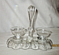 Ancien service sel poivre -Salière Poivrière en cristal Etiquette cristal Lyon