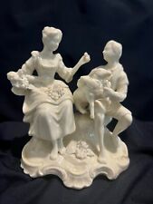 Capodimonte, porcelaine blanche, couple romantique, mouton Circa 1920-30