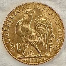 Francs coq 1913 très - or,
