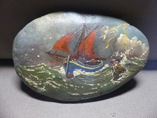 Tableau huile sur GALET Marine signé R Danto Concarneau ? 13cmX9cm 1920-30